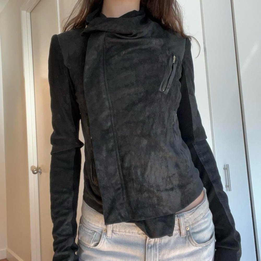 Black Asymmetrical Blazer with Draped Collar